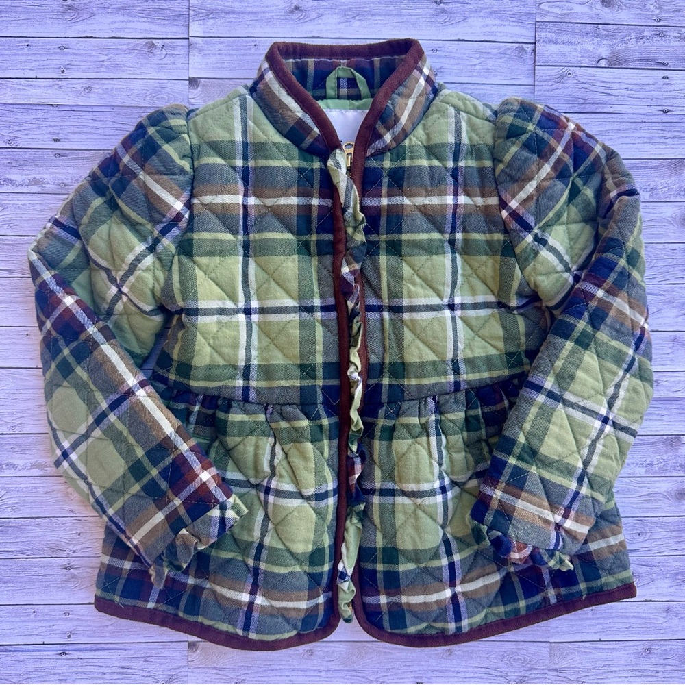 Girl’s Janie and Jack Green Plaid Quilted Jacket